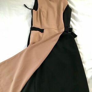 White House Black Market Colorblock Midi Dress Size 6 Black Tan
